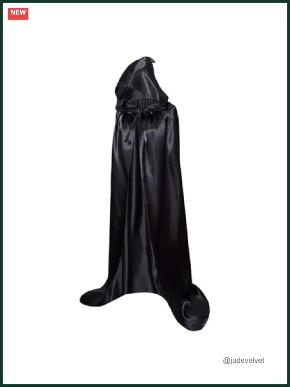 Satin Witch Cloak with Hood Full Length Halloween Cape Costume for Adults